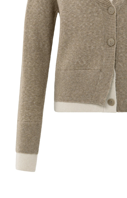 YAYA Cardigan with contrast details and V-neck