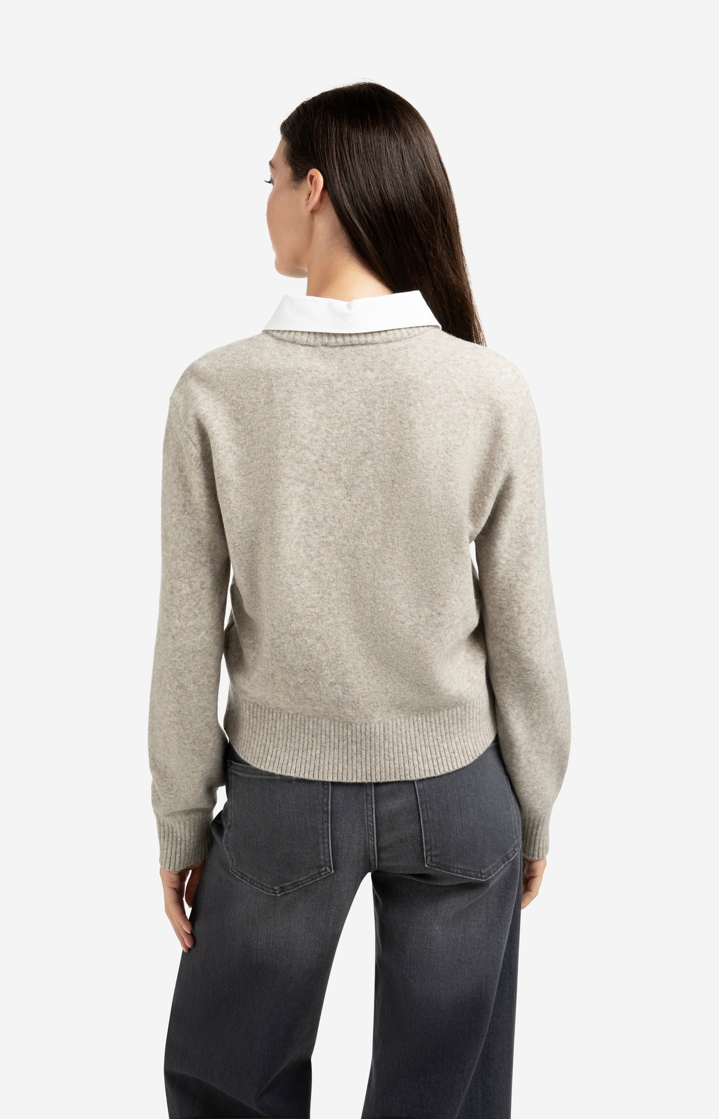 YAYA Cardigan with detachable collar and button closure