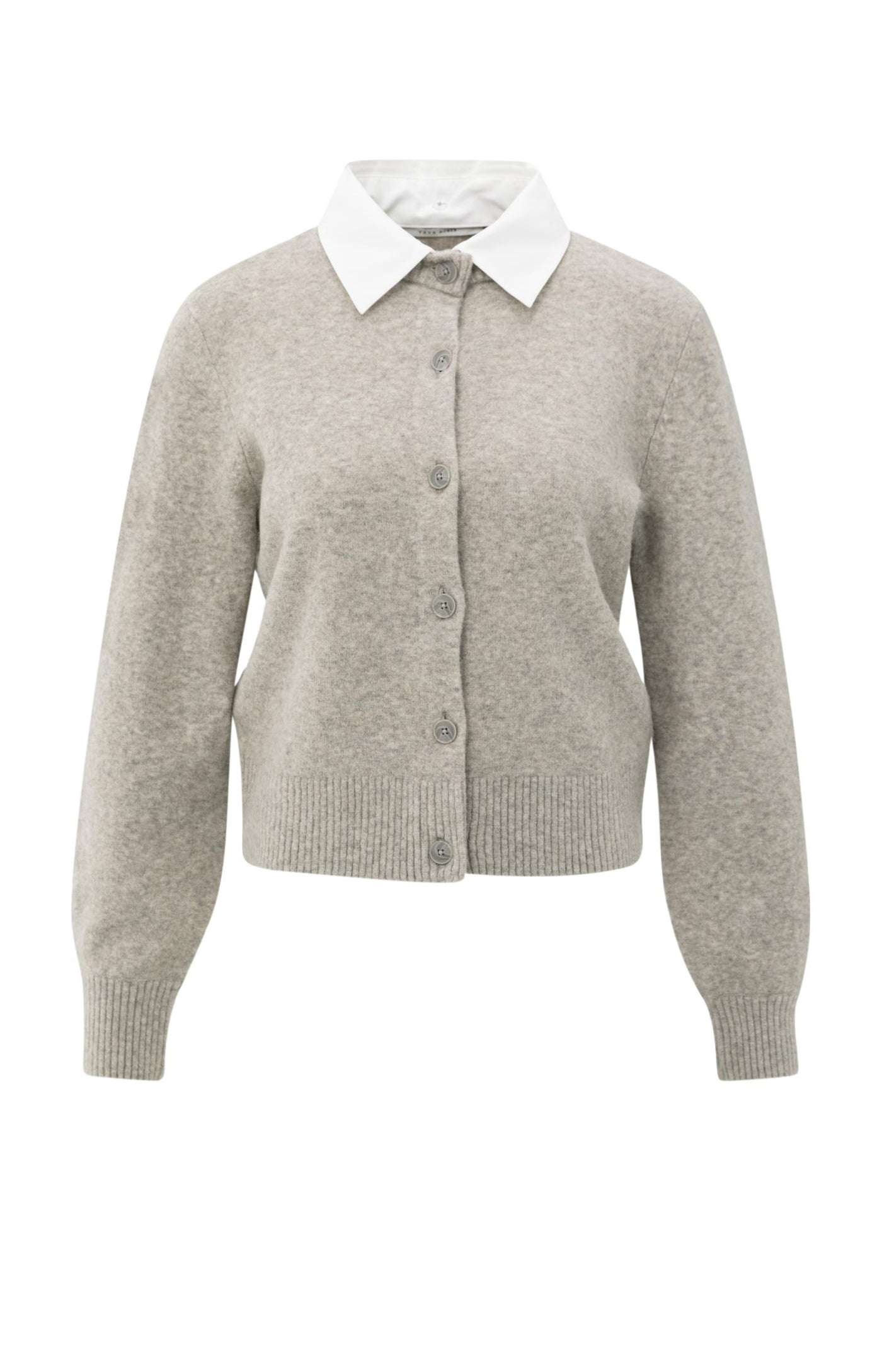 YAYA Cardigan with detachable collar and button closure