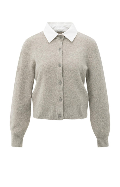 YAYA Cardigan with detachable collar and button closure