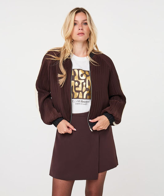 Esqualo Cacao Plisse Bomber Jacket
