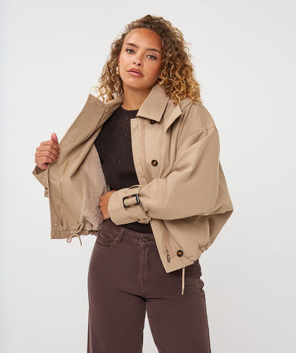 Esqualo Sand Trench Style Jacket