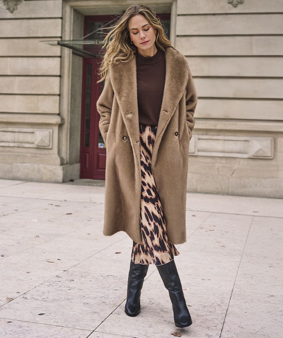 Esqualo Sand Faux Fur Coat