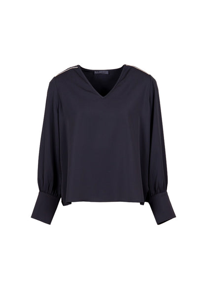 Peruzzi Black Embellished Trim Blouse & Trousers