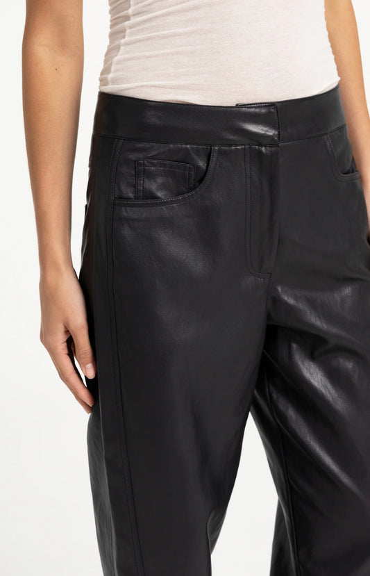 YAYA Black Faux leather carrot fit trousers