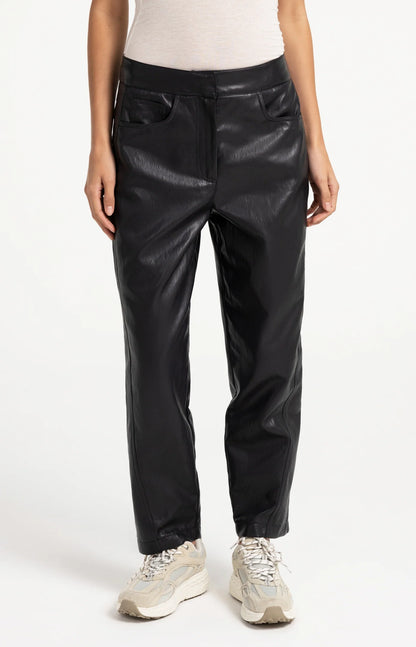 YAYA Black Faux leather carrot fit trousers