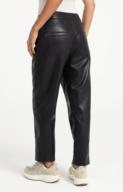 YAYA Black Faux leather carrot fit trousers