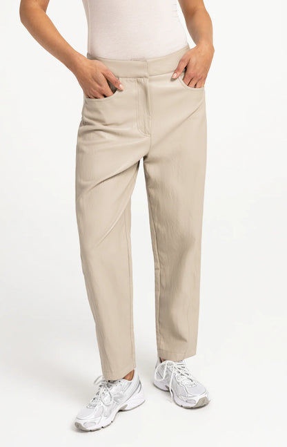 YAYA Cashmere Grey Faux leather carrot fit trousers