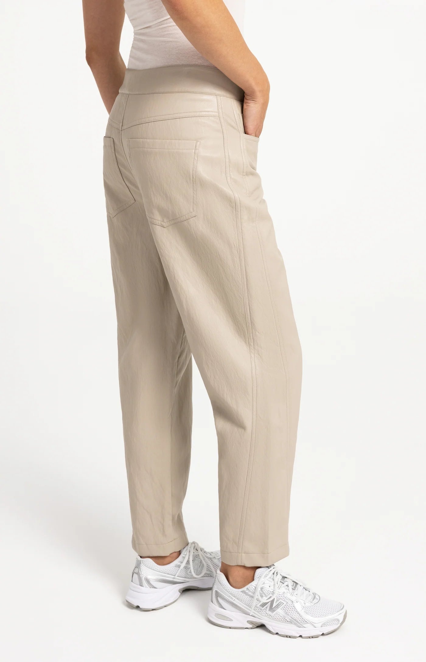 YAYA Cashmere Grey Faux leather carrot fit trousers