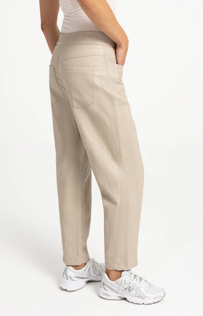 YAYA Cashmere Grey Faux leather carrot fit trousers