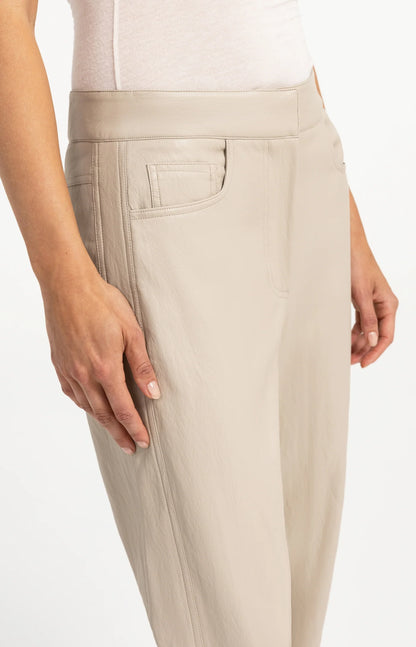 YAYA Cashmere Grey Faux leather carrot fit trousers