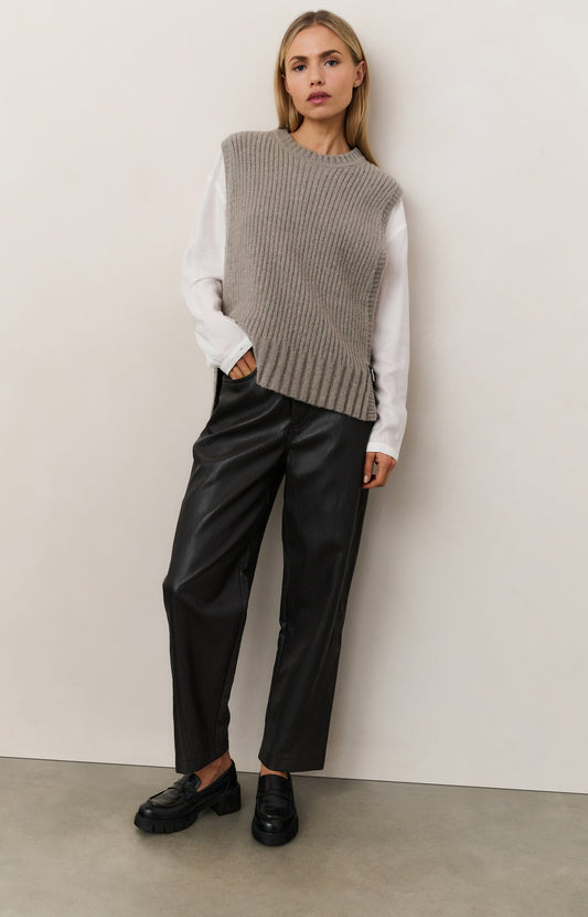 YAYA Grey Faux leather carrot fit trousers