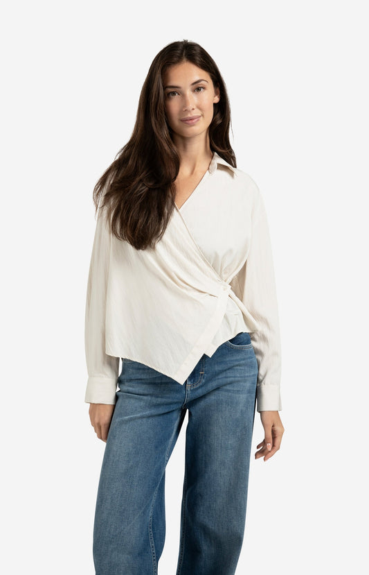 YAYA Fitted wrap blouse with long sleeves
