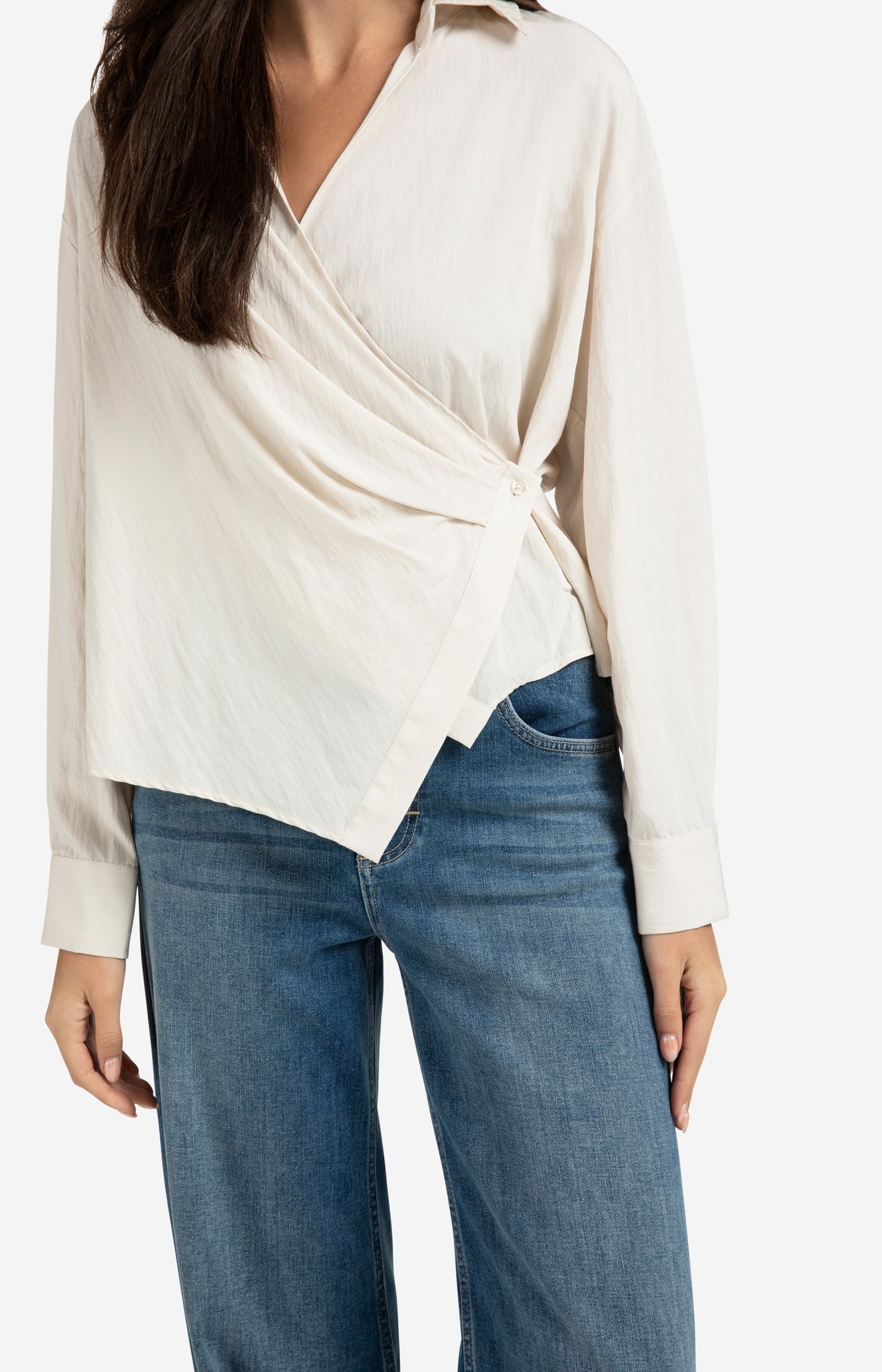 YAYA Fitted wrap blouse with long sleeves
