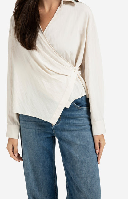 YAYA Fitted wrap blouse with long sleeves