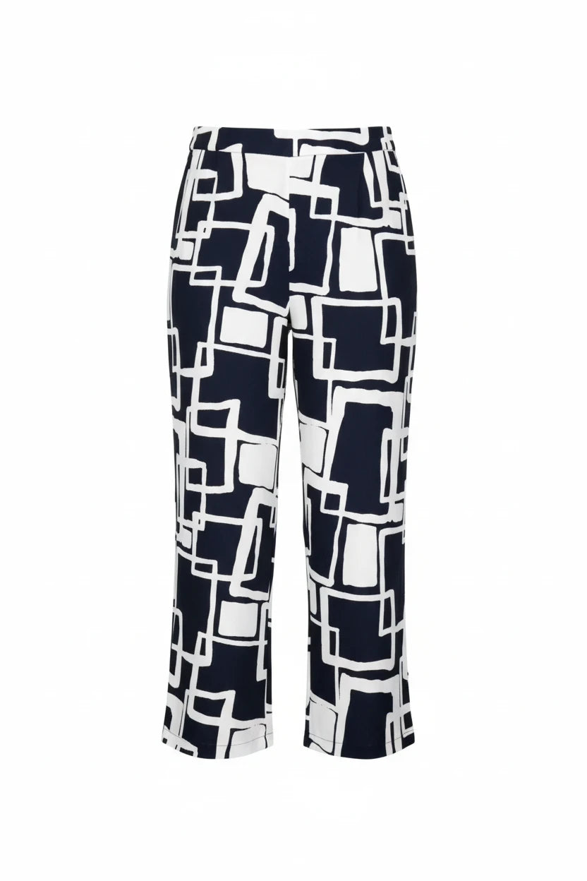 Peruzzi Navy Geo Print Trousers