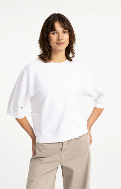 YAYA Short sleeve jersey rib top