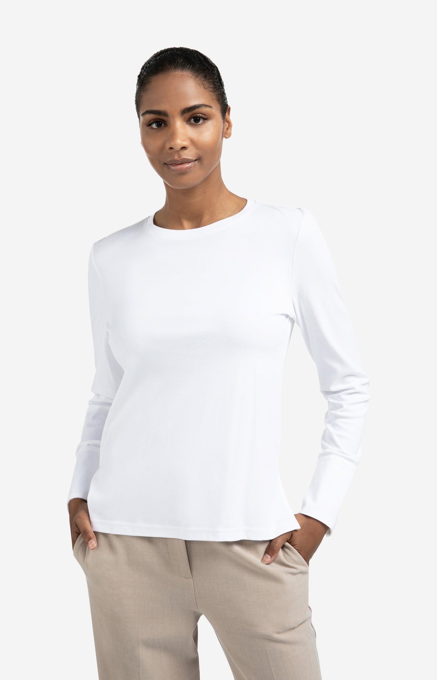 YAYA Jersey top with woven cuffs and slit detail