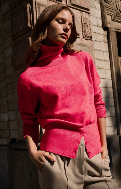 YAYA Knitted high neck sweater button details