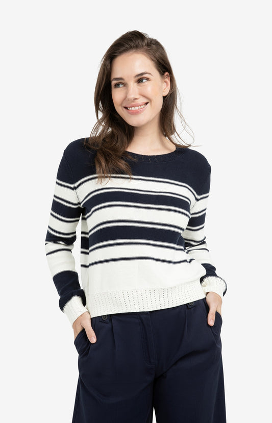 YAYA Navy Striped Sweater