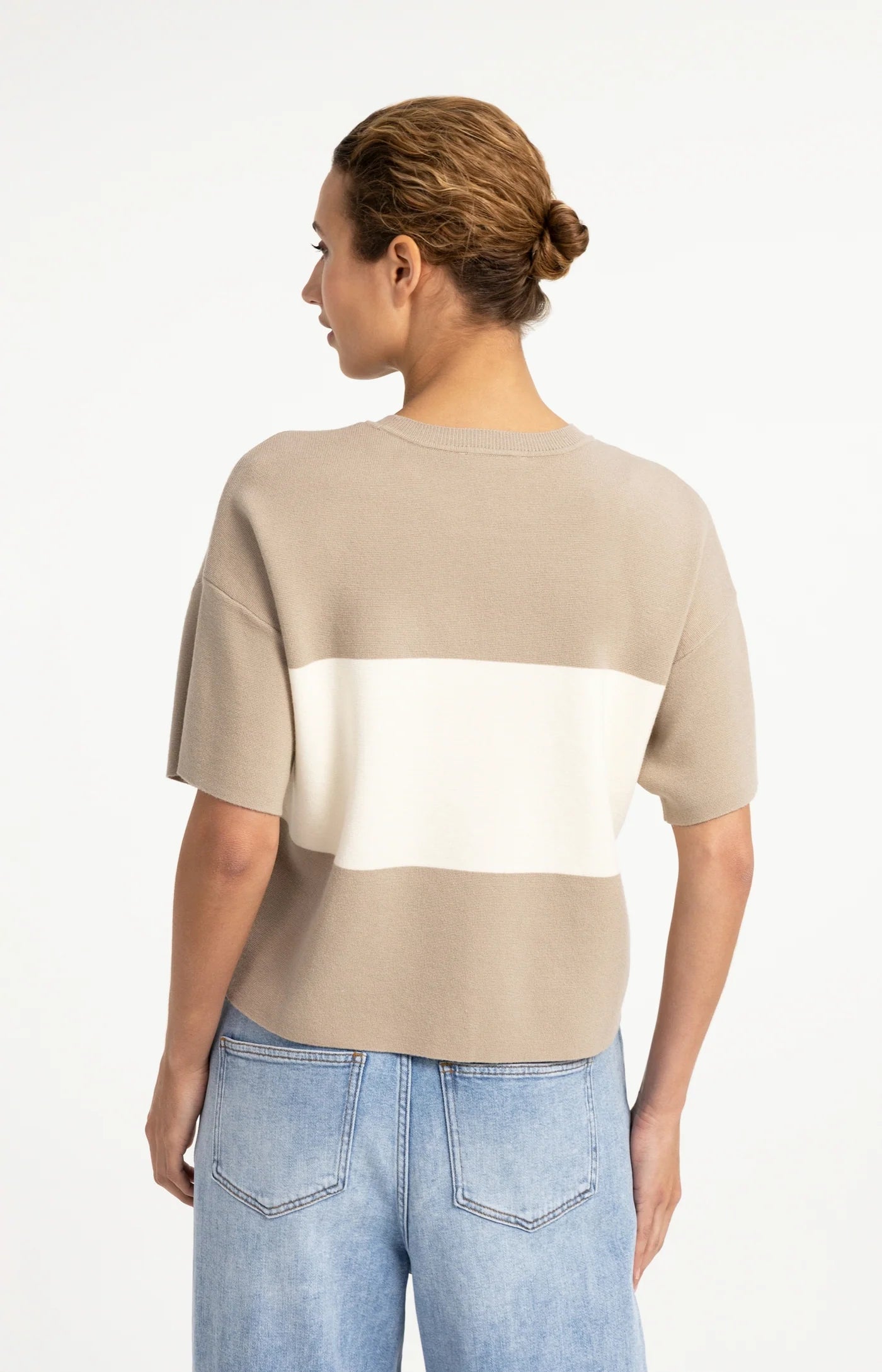 YAYA Blockstripe sweater short sleeve