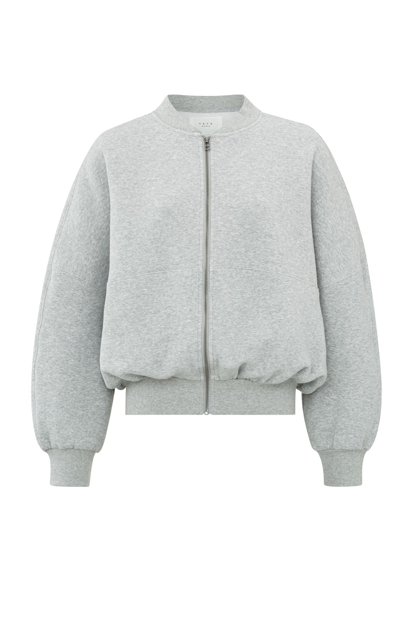 Light gray bomber jacket with long sleeves and zipper - Type: product