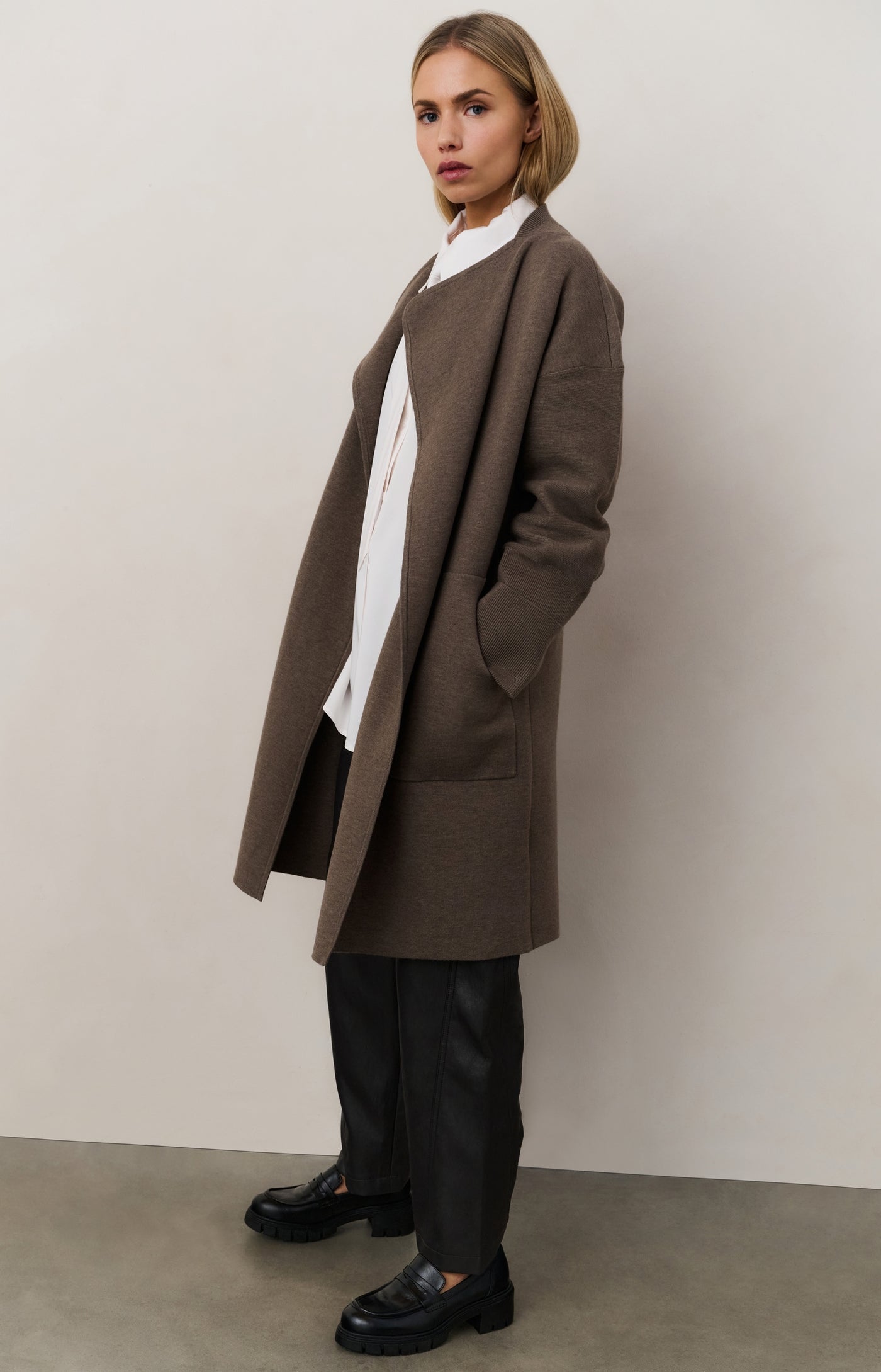 YAYA Long coatigan with patch pockets
