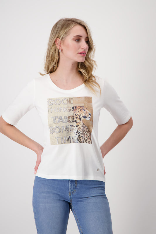 Monari Off White Leopard Print T-shirt
