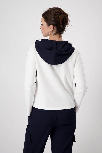 Monari White Colourblock Hoodie