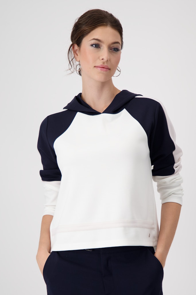 Monari White Colourblock Hoodie