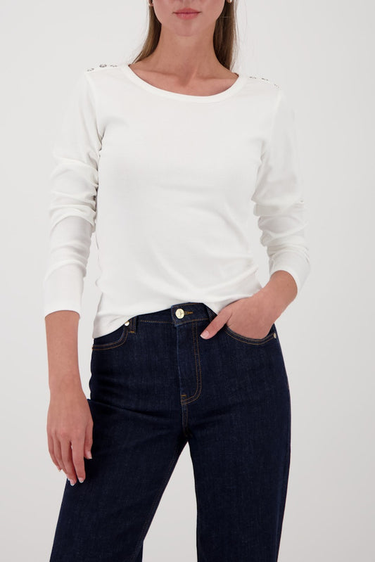 Monari Off White Button Detail Top