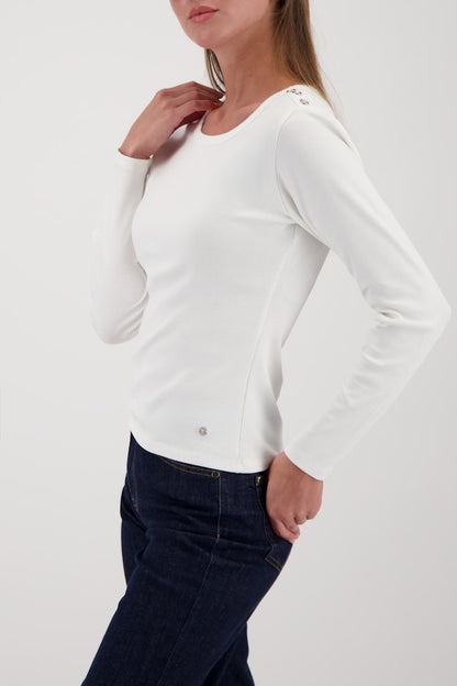 Monari Off White Button Detail Top