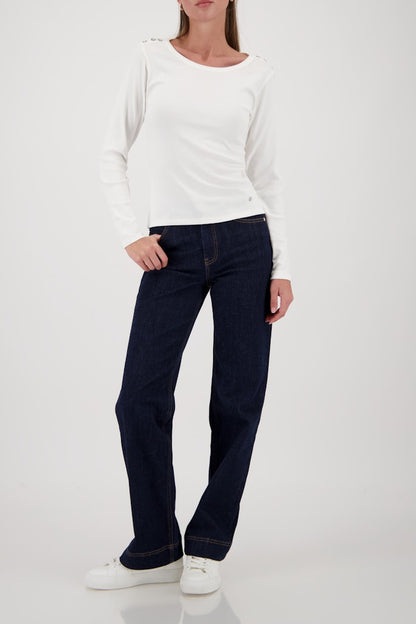 Monari Off White Button Detail Top