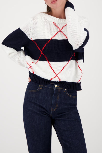 Monari Marine Intarsia Sweater