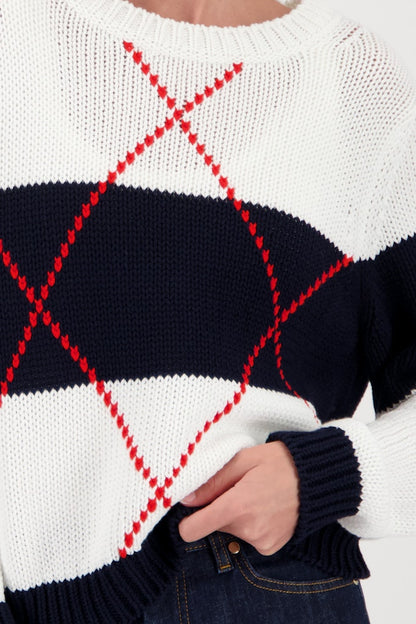 Monari Marine Intarsia Sweater