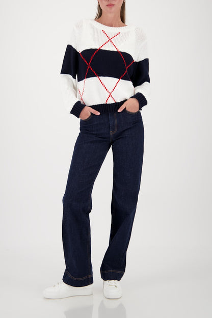 Monari Marine Intarsia Sweater
