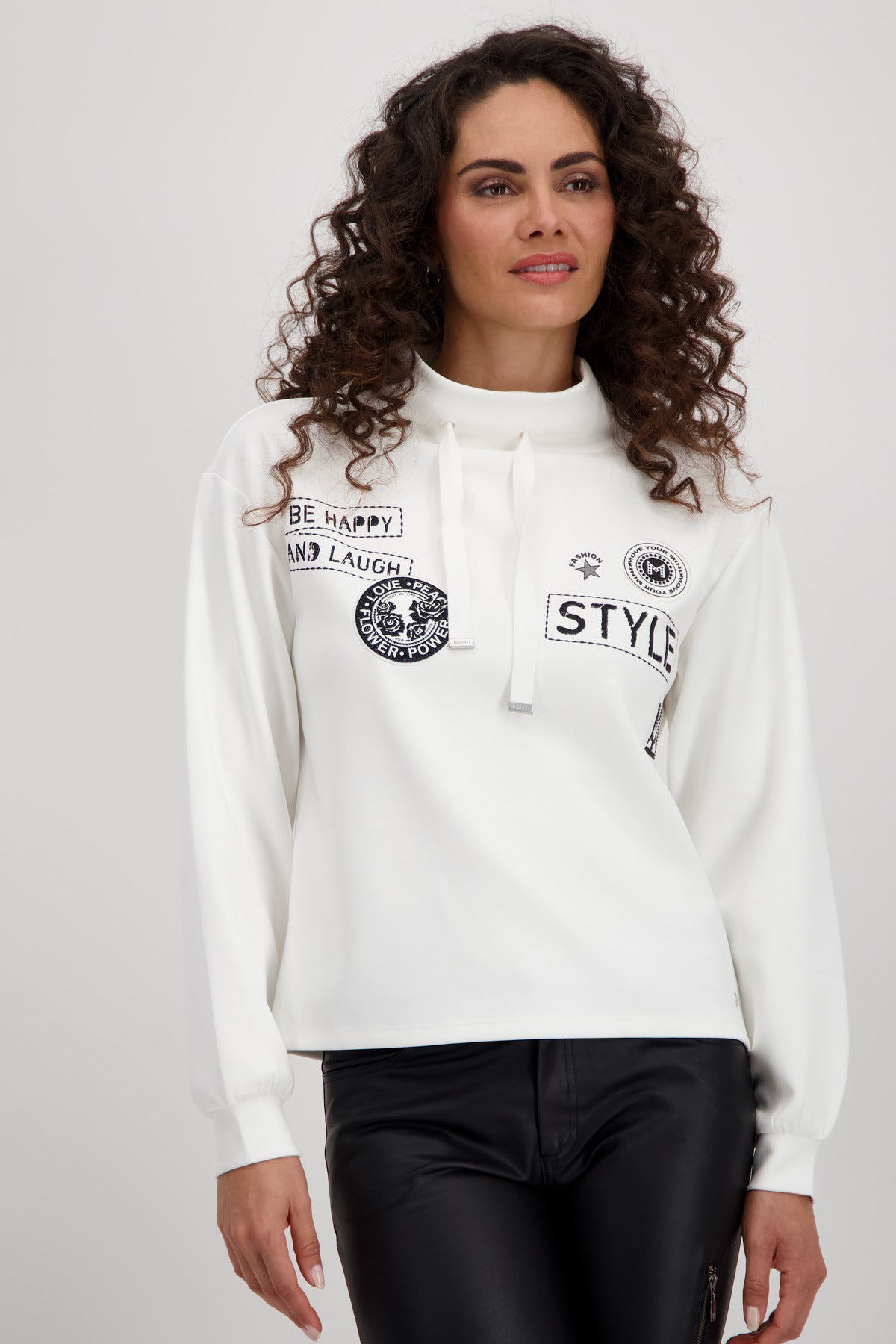 Monari White Stand Collar Sweatshirt