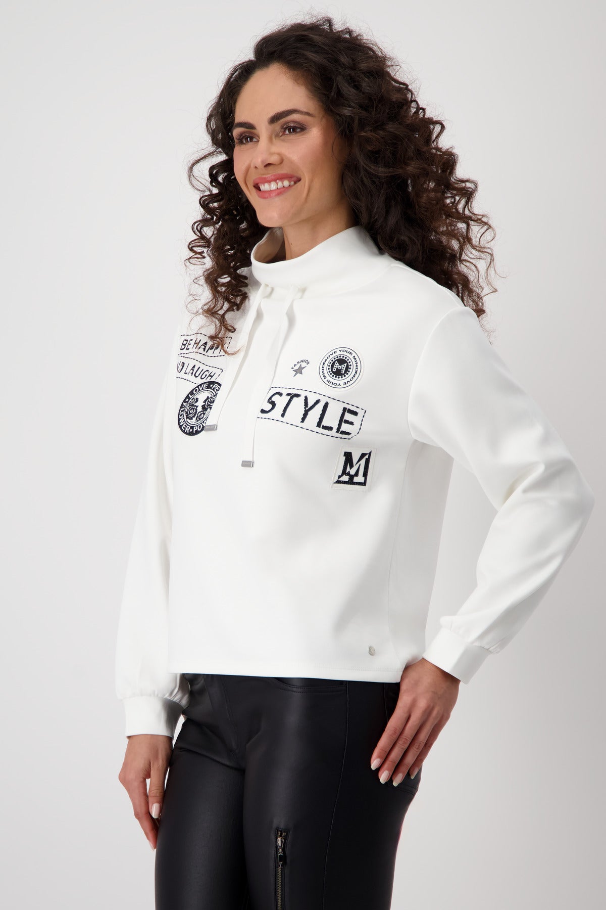 Monari White Stand Collar Sweatshirt