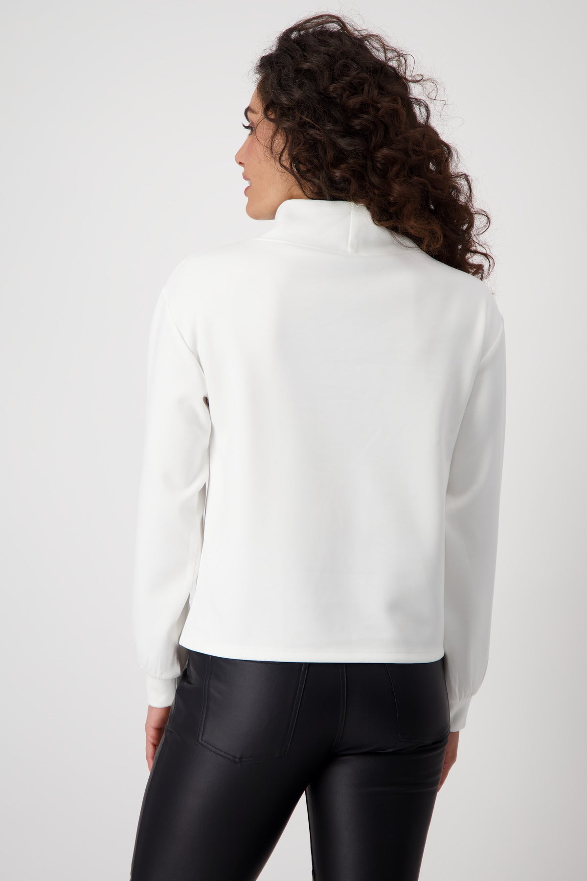 Monari White Stand Collar Sweatshirt