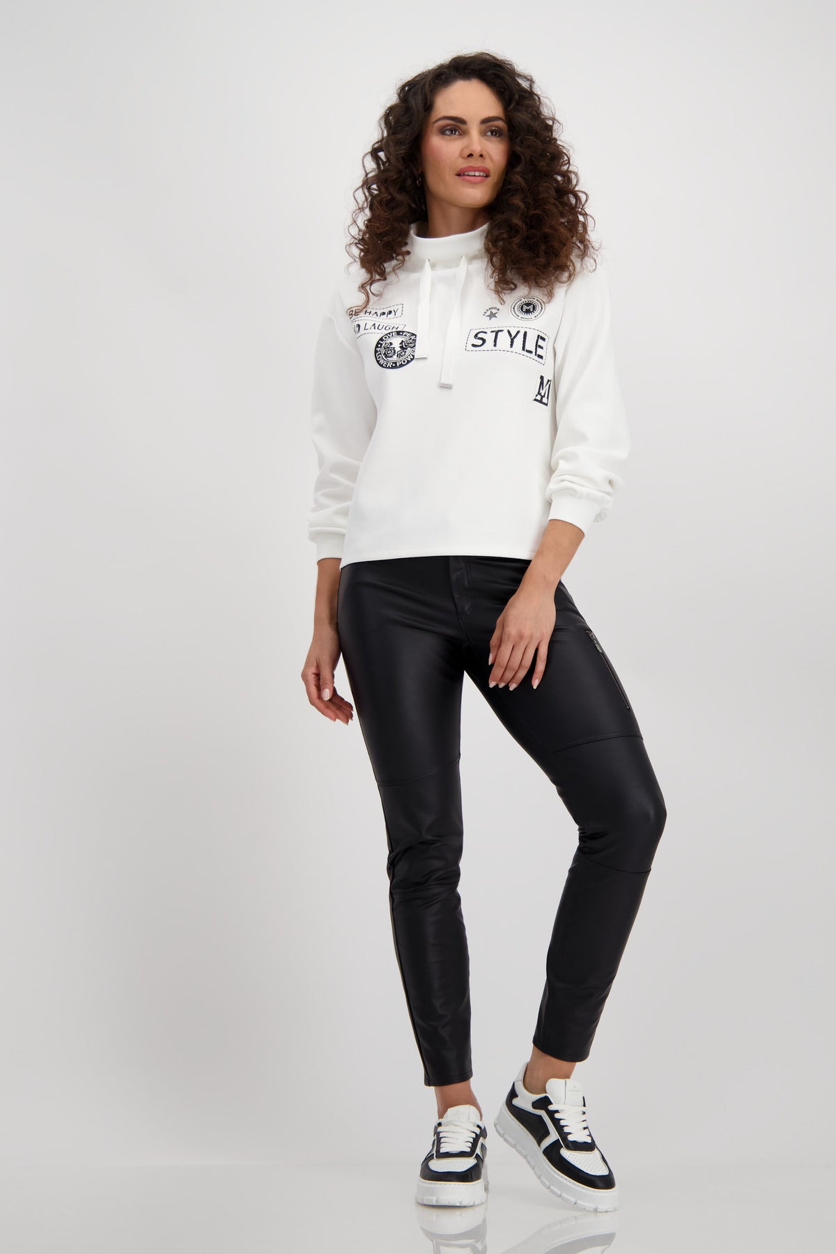 Monari White Stand Collar Sweatshirt