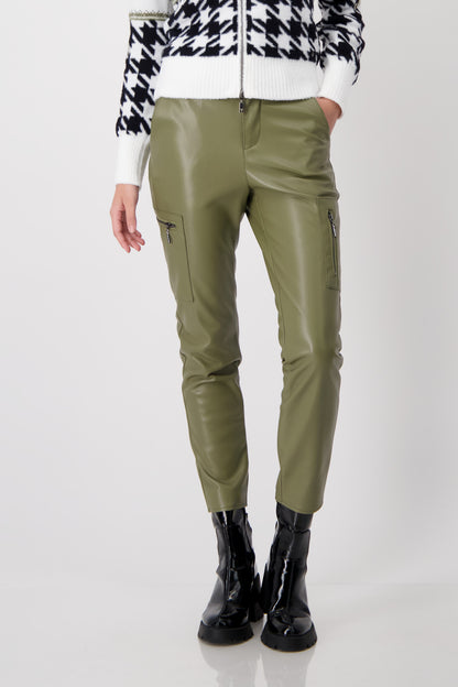 Monari Khaki Faux Leather Cargos