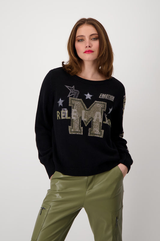 Monari Rhinestone Logo Jumper