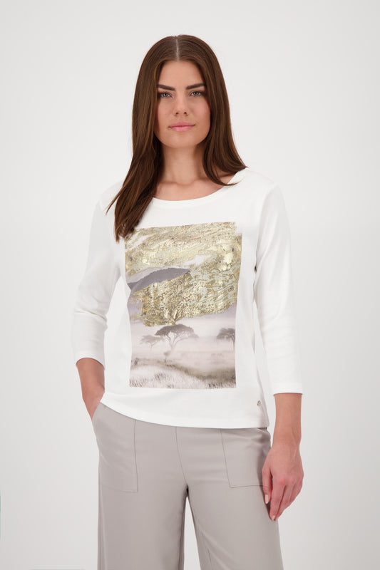 Monari Off White Landscape Graphic Top