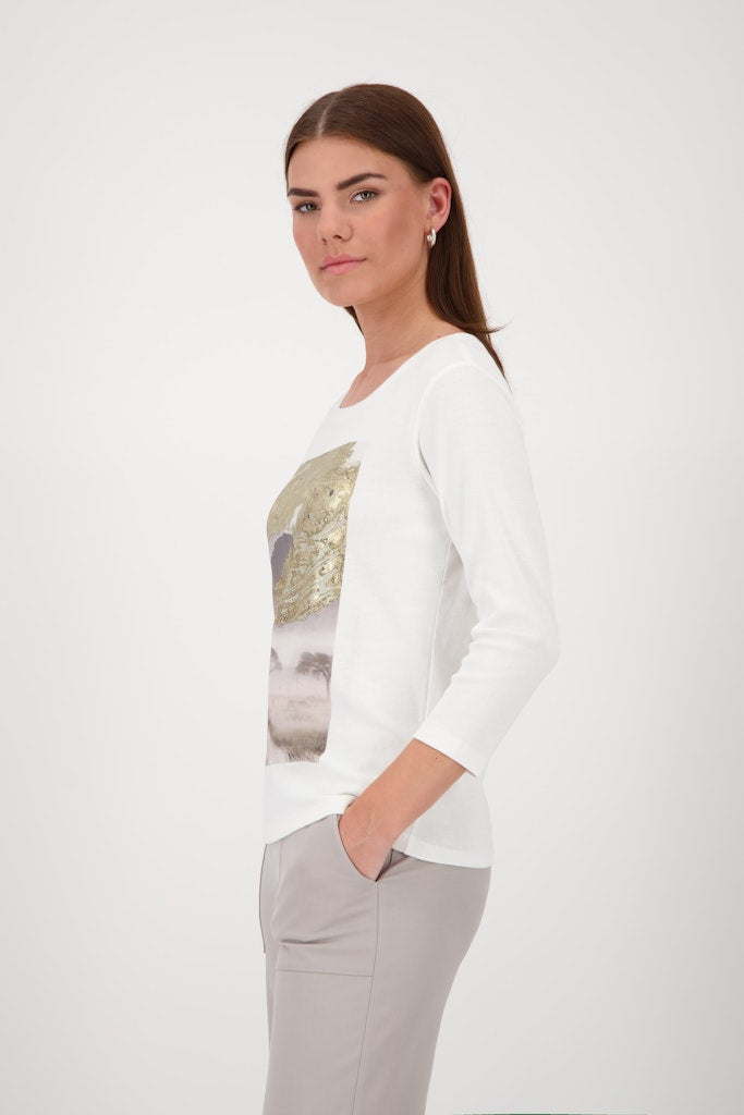 Monari Off White Landscape Graphic Top