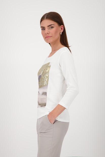Monari Off White Landscape Graphic Top