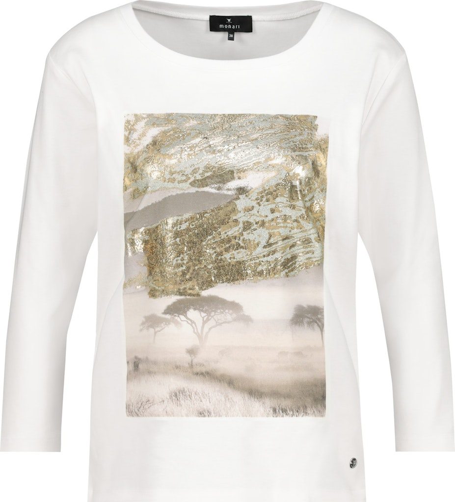Monari Off White Landscape Graphic Top