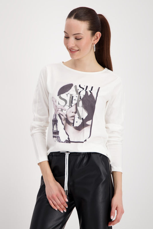 Monari Off White Graphic Print Top