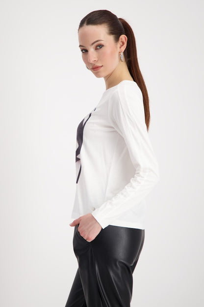 Monari Off White Graphic Print Top