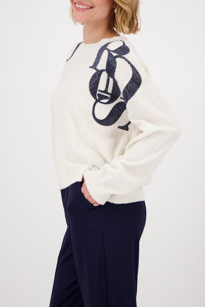 Monari Off White Sweater with Lettering
