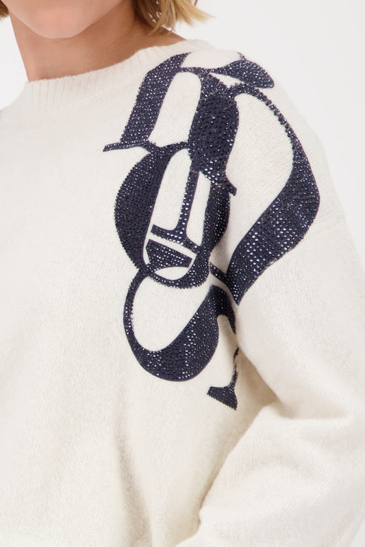 Monari Off White Sweater with Lettering